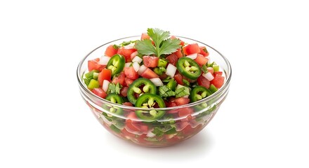 Fresh Pico de Gallo Salsa in Glass Bowl.