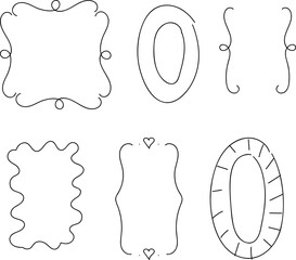 Hand-drawn decorative frames set on white background