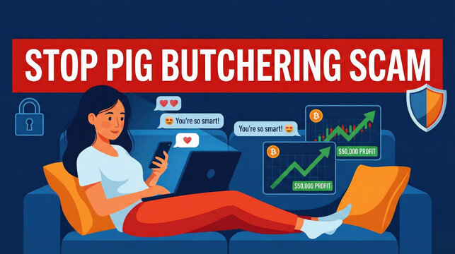 Preventing pig butchering scam essential tips for online safety home infographic digital environment awareness