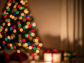 Blurred Christmas Tree with Gifts Underneath