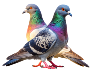 Gentle Morning-Lit Pigeon With Subtle Feather Sheen on Transparent Background.