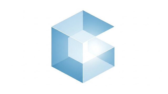 Isometric letter G from blue cube transparency