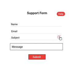 &ldquo;Support Form&rdquo; contact form, crime victim assistance, isolated on white background