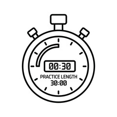 Stopwatch showing thirty seconds with practice length timer
