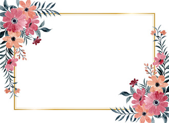 Watercolor Pink Orange Floral Frame