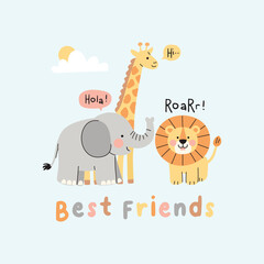Cute Animal Doodle Vector Set 