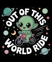 Funny Out Of This World Ride Alien Dirt Biker UFO Motocross