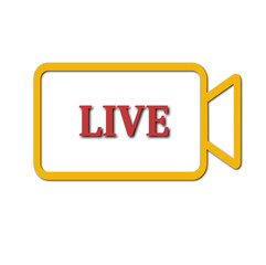 Yellow Live Camera Icon — Streaming and Broadcast Button
