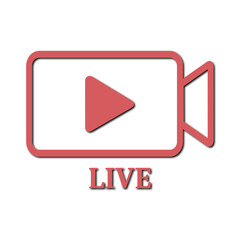 Live Streaming Camera Icon with Red Play Button Frame