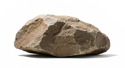 A substantial, light brownish-gray rock, roughly oval-shaped, with a textured surface