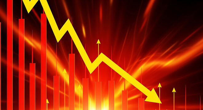 Dramatic stock market crash with financial losses and economic downturn