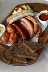 Appetizer Plate with Meats Bread and Sauce