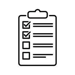 Checklist on clipboard with two items checked, isolated on
