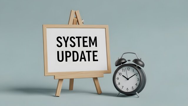 Time for System Update! Schedule your software maintenance now with this visual reminder, perfect for tech blogs, IT training, and digital marketing campaigns.