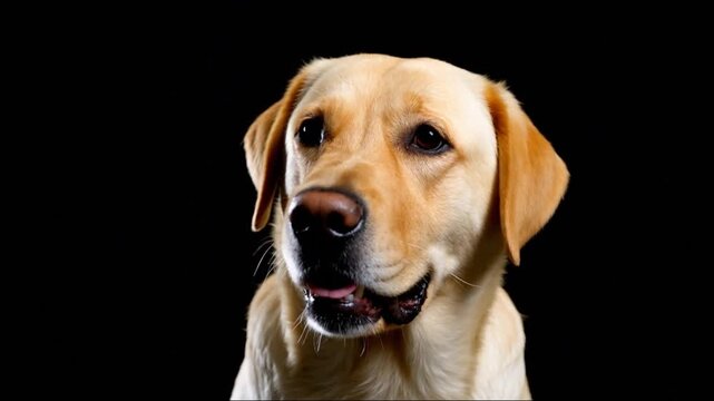 Portrait d'un berger allemand isol&eacute; sur fond noir au format paysage horizontal 16:9 ia g&eacute;n&eacute;ratif