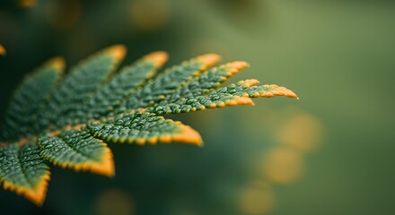 Close-up of a fern with intricate leaf detail and vibrant color gradients