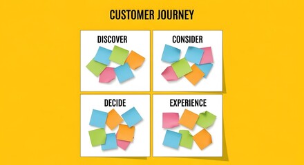 Visualize your customer journey stages with vibrant sticky notes for insightful business planning and modern marketing strategies with clear visual representation