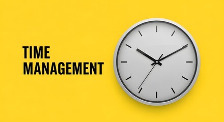 Master your day with effective time management techniques featuring a modern clock against a vibrant yellow background for business success and productivity