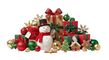 Creative New Year Illustration with Various Christmas Elements on Transparent Background

