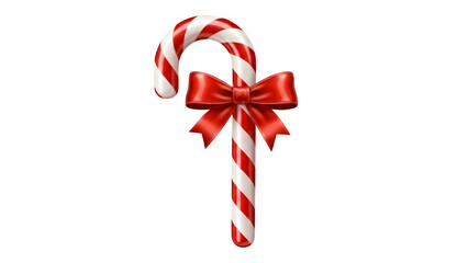 Festive candy cane with red ribbon bow on a black background