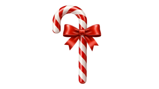 Festive candy cane with red ribbon bow on a black background - Powered by Adobe