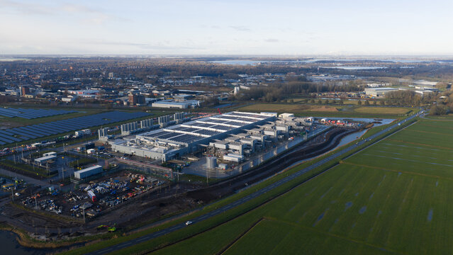 Aerial Data Center Exterior Infrastructure. Aerial view.