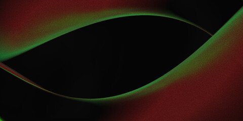 pitch black abstract background with elegant curves in Deep Red and Neon Green (Rim Light). A perfect design with a mysterious, elegant, and moody aura.
