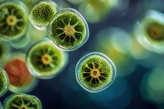 Desmid Algae Micrasterias apiculata at 100x Magnification Detail