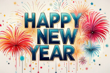 Celebration of New Year With Vibrant Fireworks Display Generative AI