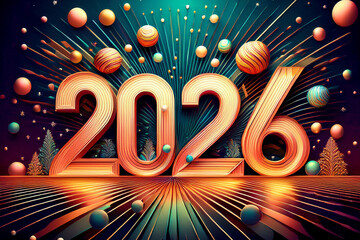 Welcoming the Joyful New Year 2026 With Vibrant Colors Generative AI