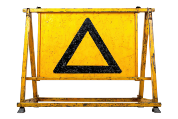 Blank Construction Site Warning Sign for Safety Concepts on Transparent or White Background PNG