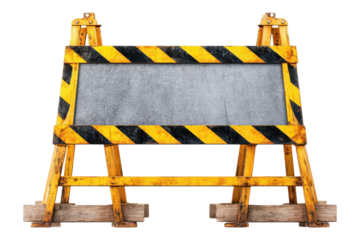 Roadside Construction Sign Photo for Alert and Caution Designs on Transparent or White Background PNG