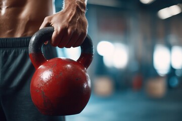 Hand Gripping Kettlebell During Intense Gym Training