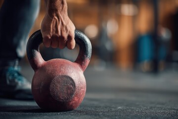 Weight Training Hand on Kettlebell for Crossfit Exercise