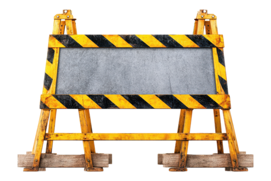 Roadside Construction Sign Photo for Alert and Caution Designs on Transparent or White Background PNG