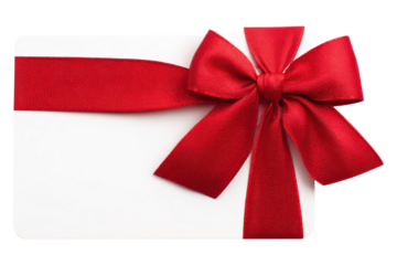 Blank Gift Card with Ribbon for Customizable Present Ideas on Transparent or White Background PNG