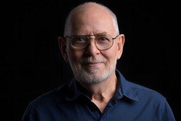 Obraz premium Smiling Senior Man Portrait in Black Background