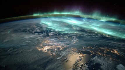Earth auroras seen from space at night