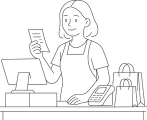 Checkout counter line art