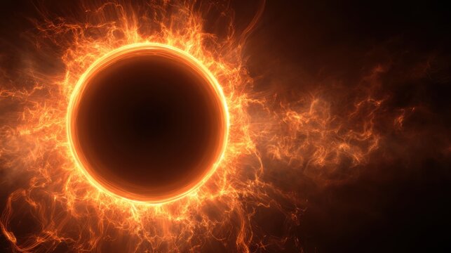 Fiery sun corona in deep space
