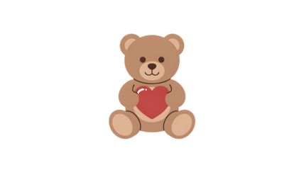 Brown Teddy Bear Holding a Red Heart stuffed animal Transparent Background.