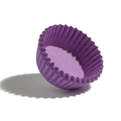 A deep violet cupcake liner presented in a clean, minimal setting. Ideal for vibrant food packaging and bakery product promotions.