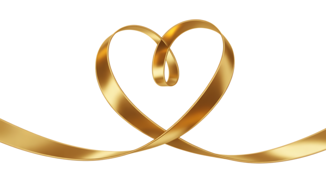 Golden Ribbon Forming a Heart Shape icon valentine Transparent Background Perfect for Valentine’s, love and spiritual themes. High-quality scalable PNGs for T-shirts, stickers, and digital projects. - Powered by Adobe