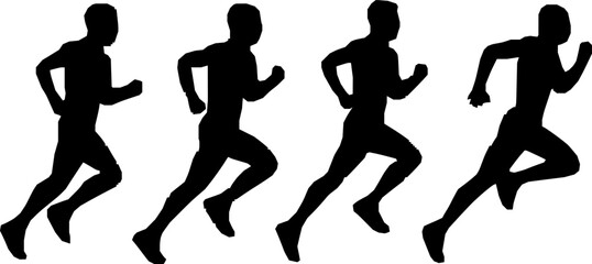 Silhouette of Marathon Runner on white background.