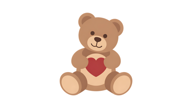 Cute Teddy Bear Holding a Red Heart stuffed animal Transparent Background Perfect for Valentine’s, love and spiritual themes. High-quality scalable PNGs for T-shirts, stickers, and digital projects.