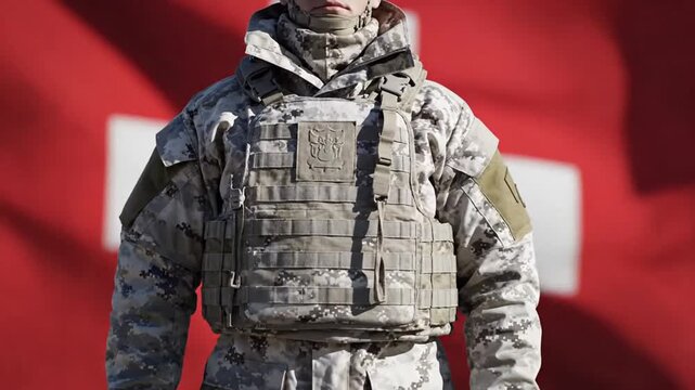 military personnel standing in front of a flag during outdoor ceremony showcase