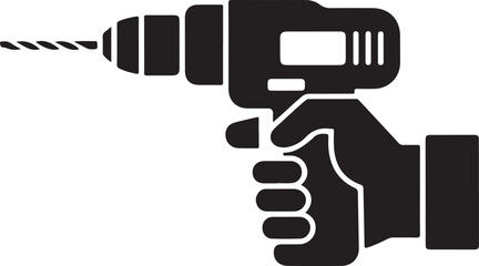 Human hand holding a power drill vector illustration for construction and home improvement projects