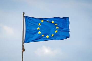 European Union Flag Waving in the Breeze