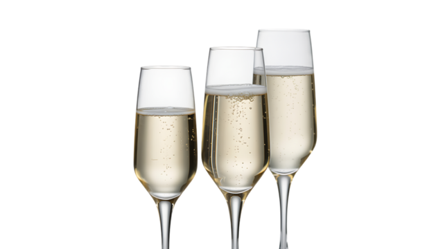 Three Glasses of Bubbly Champagne sparkling wine Transparent Background Perfect for Valentine’s, love and spiritual themes. High-quality scalable PNGs for T-shirts, stickers, and digital projects.