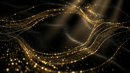 黒地に舞う金色の粒子が描く優雅な流線